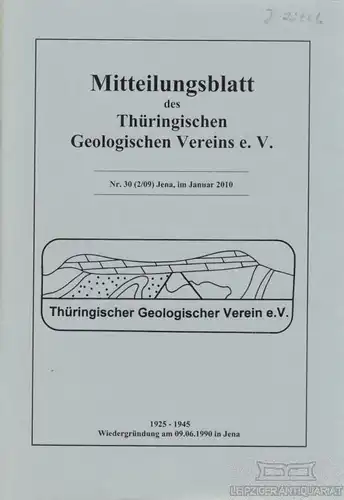 Buch: Mitteilungsblatt des Thüringischen Geologischen Vereins e.V. Nr. 30...2010