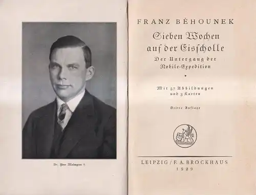 Buch: Sieben Wochen auf der Eisscholle, Behounek, Franz. 1929, F. A. Brockhaus