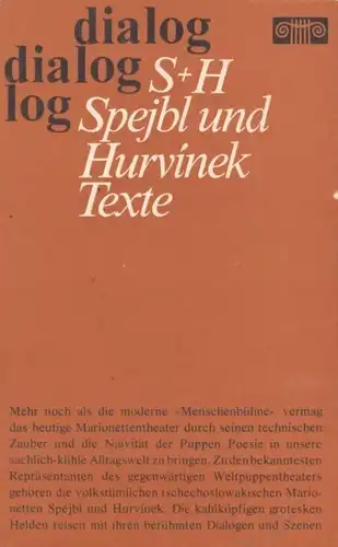 Buch: Spejbl und Hurvinek Texte, Kirschner, Milos / Grym, Pavel. Dialog, 1978