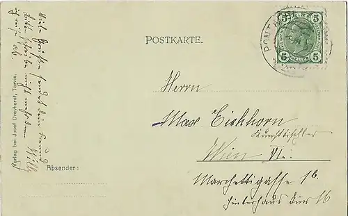 AK Ober Tarvis. ca. 1907, Postkarte. Ca. 1907, Verlag Josef Dreyhorst