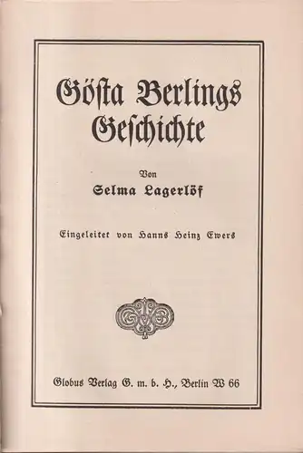 Buch: Gösta Berlings Geschichte. Selma Lagerlöf, Globus Verlag, im Schuber