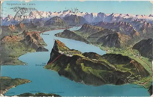 AK Bürgenstock bei Luzern. ca. 1927, Postkarte. Serien Nr, ca. 1927