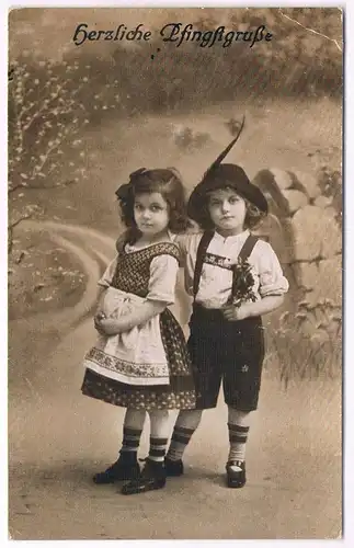 AK Herzliche Pfingstgrüße. Postkarte, ca. 1918, gebraucht, gut, gelaufen