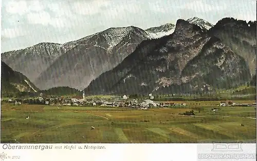 AK Oberammergau mit Kofel u. Notspitze. ca. 1914, Postkarte. Serien Nr, ca. 1914