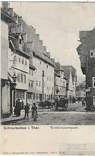 AK Schmalkalden i. Thür. Weidebrunnergasse. ca. 1908, Postkarte. Serien Nr