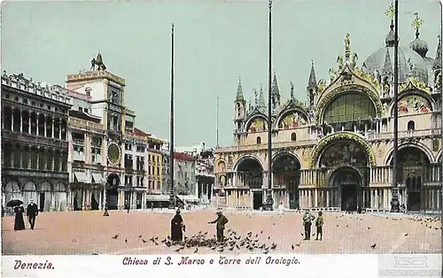 AK Venezia. Chiesa di S. Marco e Torre dell Orologio. ca. 1913, Postkarte