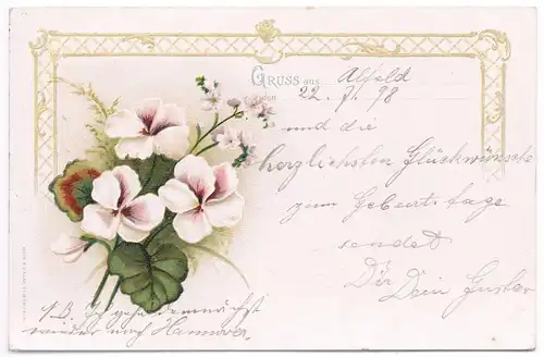AK Gruss aus ... Postkarte, ca. 1898, gelaufen, gebraucht, gut