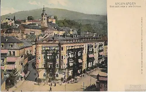AK Baden-Baden. Blick aufs neue u. alte Schloss. ca. 1913, Postkarte. Serien Nr