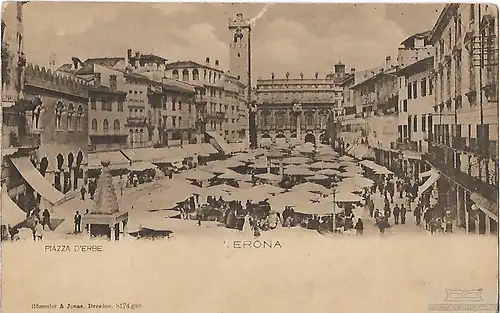 AK Ferona. Piazza D Erbe ca. 1907, Postkarte. Serien Nr, ca. 1907