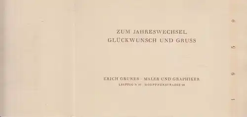 Grafik: Zum Jahreswechsel Glückwunsch und Gruss - 1959, Grunert, Erich, 1958