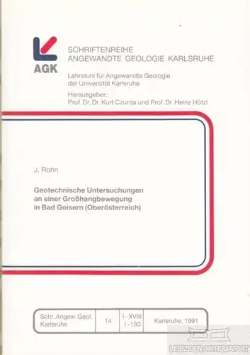 Buch: Geotechnische Untersuchungen an einer Großhangbewegung, Rohn, J. 1991