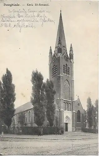 AK Hooghlede. kerk St Amand. ca. 1917, Postkarte. Ca. 1917, gebraucht, gut