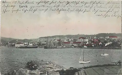 AK Larvik. ca. 1909, Postkarte. Ca. 1909, gebraucht, gut 279004