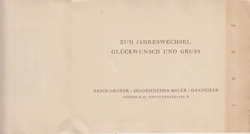Grafik: Zum Jahreswechsel Glückwunsch und Gruß - 1953, Gruner, Erich, 1952, gut