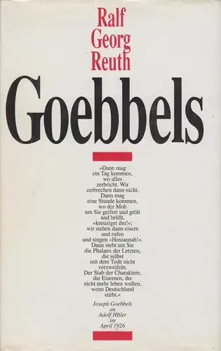 Buch: Goebbels, Reuth, Ralf Georg. 1990, Bertelsmann Verlag, gebraucht, gut