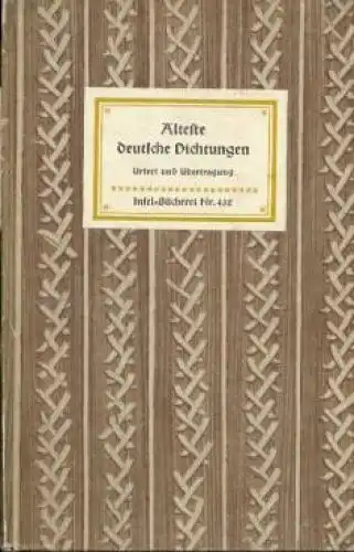 Insel-Bücherei 432, Älteste deutsche Dichtungen, Wolfskehl. 1954, Insel-Verlag