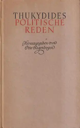 Buch: Politische Reden, Thukydides. 1949, Koehler & Amelang, gebraucht, gut