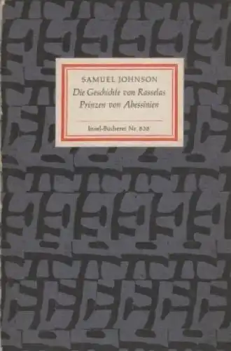Insel-Bücherei 838, Die Geschichte von Rasselas Prinzen von Abessinien, Johnson