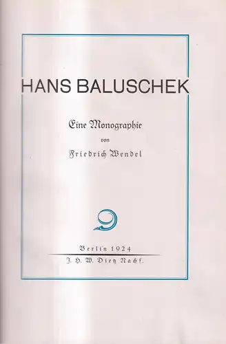 Buch: Hans Baluschek, Monographie von Friedrich Wendel, 1924, Dietz Verlag