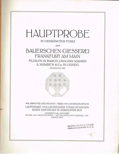 Buch: Hauptprobe in gedrängter Form der Bauerschen Gießerei, Frankfurt am Main