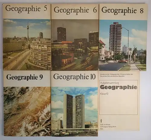 5 Bücher Geographie Nr. 5-6, 8-10, Verlag Volk und Wissen, DDR Lehrbuch, 5 Bände