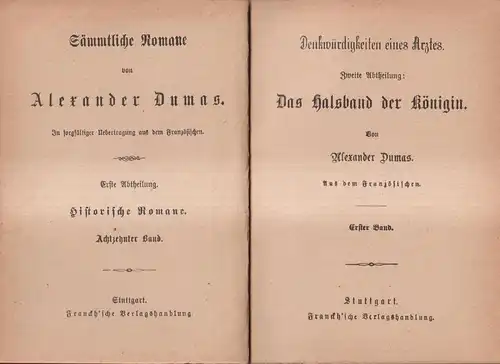 Buch: Das Halsband der Königin, Dumas, Alexander. 3 in 1 Bände, Franckh'sche