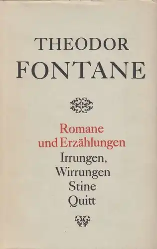 Buch: Romane und Erzählungen, Fontane, Theodor. 1973, Aufbau Verlag 3721