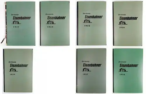 7x Zeitschrift Der deutsche Eisenbahner, Jahrgänge 1951-1955, 1957-1958