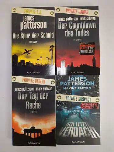 4x Private Novels: L.A., Games, Berlin, Suspect. James Patterson, Taschenbücher