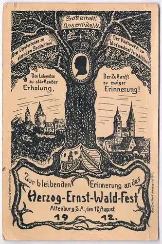 AK Zur bleibenden Erinnerung an das Herzog-Ernst-Wald-Fest Altenburg 1912