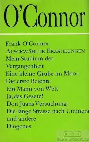 Buch: Ausgewählte Erzählungen, O'Connor, Frank. 1971, Diogenes Verlag