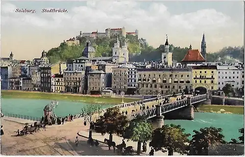 AK Salzburg. Stadtbrücke. ca. 1912, Postkarte. Serien Nr, ca. 1912