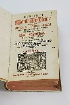 Buch: Epicteti Hand-Büchlein, Epictetus. 3 in 1 Bände, 1718, gebraucht, gut