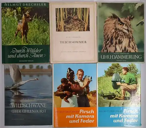6 Bände Helmut Drechsler: Teichsommer, Wildschwäne, Pirsch, Durch Wälder ...