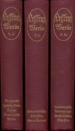 Buch: Lessings Werke in sechs Bänden, Lessing, Gotthold Ephraim. 6 in 3 Bände