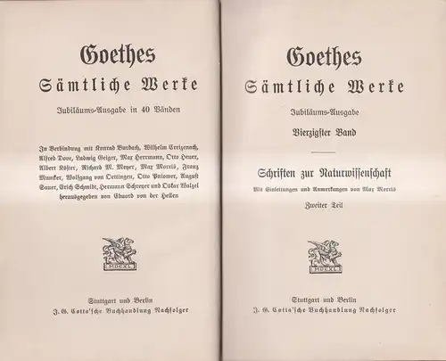 Goethes Sämtliche Werke 39/40: Schriften zur Naturwissenschaft I + II, Cotta