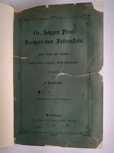 Buch: Dr. Johann Paul Freiherr v. Falkenstein. Petzholdt (Hrsg.), 1882, Zahn