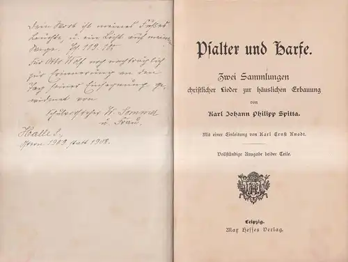 Buch: Psalter und Harfe, Sitta, K. J. Ph., 1906, Max Hesses Verlag, guter Zust.