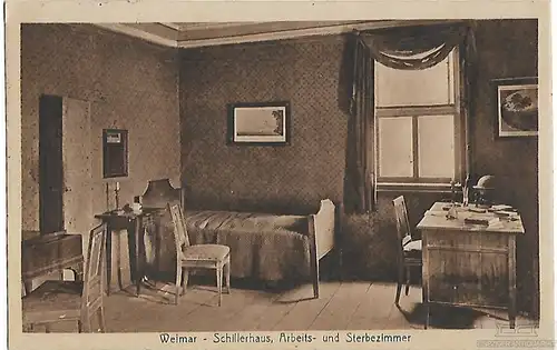 AK Weimar. Schillerhaus, Arbeits-und Sterbezimmer. ca. 1920, Postkarte. Ca. 1920
