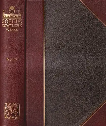 Buch: Goethes Sämtliche Werk - Register. J. W. Goethe, Cotta'sche Buchhandlung