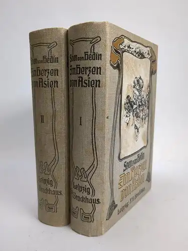 Buch: Im Herzen von Asien 1+2. Sven v. Hedin, 1903, Brockhaus Verlag, 2 Bände