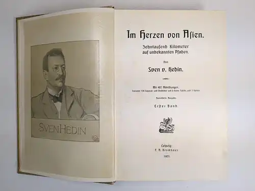 Buch: Im Herzen von Asien 1+2. Sven v. Hedin, 1903, Brockhaus Verlag, 2 Bände