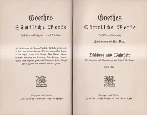 Buch: Goethes Sämtliche Werke 22 - Dichtung und Wahrheit I, Goethe, Cotta