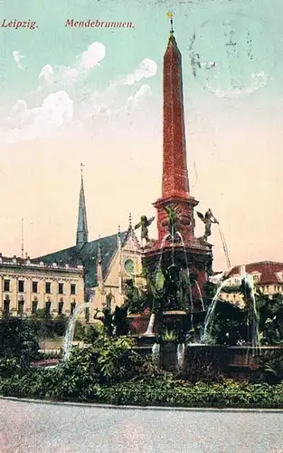 AK Leipzig. Mendebrunnen. ca. 1915, Postkarte. 1915, gebraucht, gut