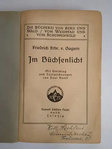 Buch: Im Büchsenlicht, Friedrich Freiherr von Gagern, Richard Eckstein Nachf.