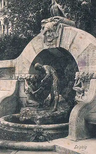 AK Leipzig. Märchen-Brunnen. ca. 1907, Postkarte. No. 2700, Verlag Paul Wolff