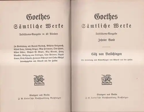 Buch: Goethes Sämtliche Werke 10: Götz von Berlichingen, J. W. Goethe, Cotta