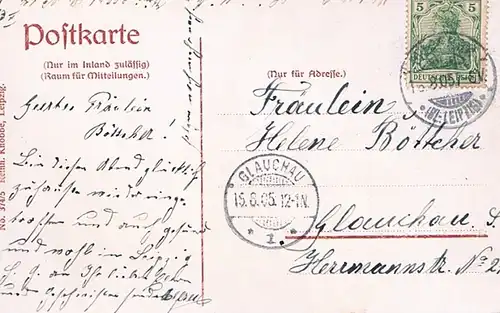AK Leipzig. Augustusplatz mit Universität und Mendebrunnen. ca. 1905, Postkarte
