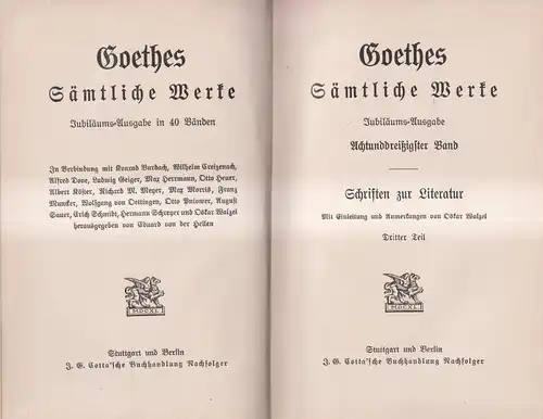 Buch: Goethes Sämtliche Werke 38 - Schriften zur Literatur III, Goethe, Cotta
