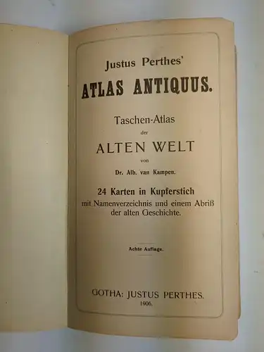 Buch: Justus Perthes' Atlas Antiquus, van Kampen, Alb., 1906, Justus Perthes